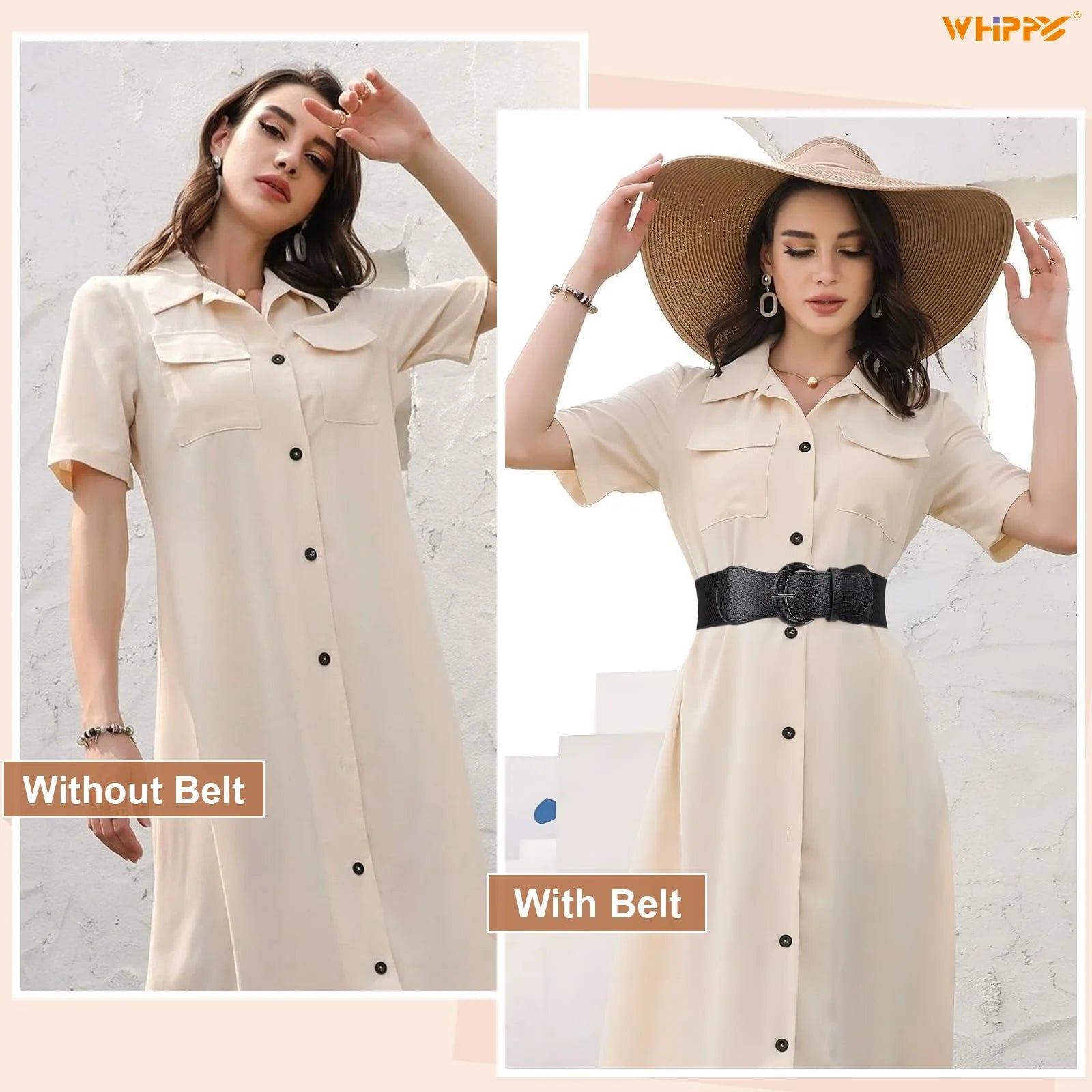 Women Elastic Wide Belt, Stretch Waist Belt for Dresses