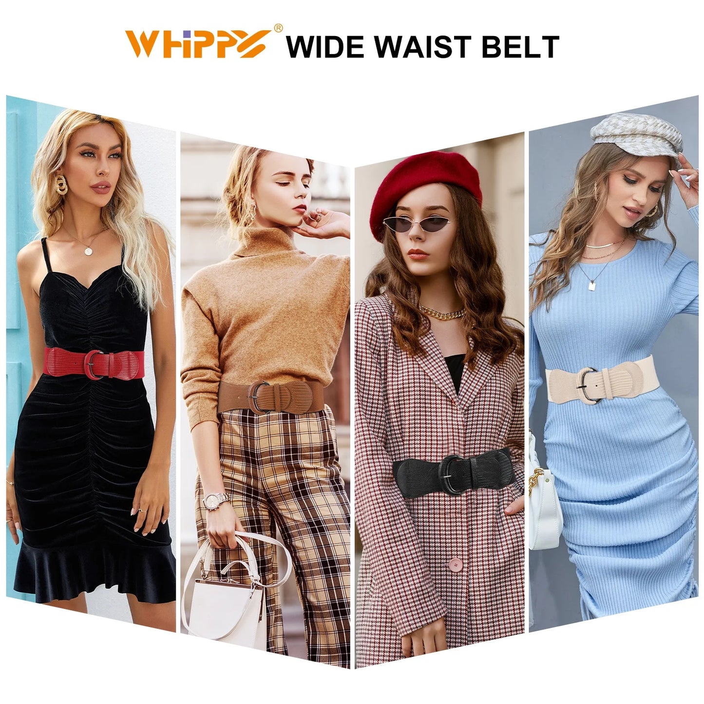 Women Elastic Wide Belt, Stretch Waist Belt for Dresses