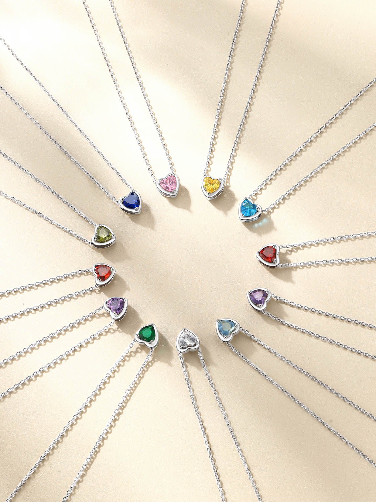 Women 925 Sterling Silver Birthstone Love Heart Necklace, Mother'S Day Jewelry Gifts for Mom